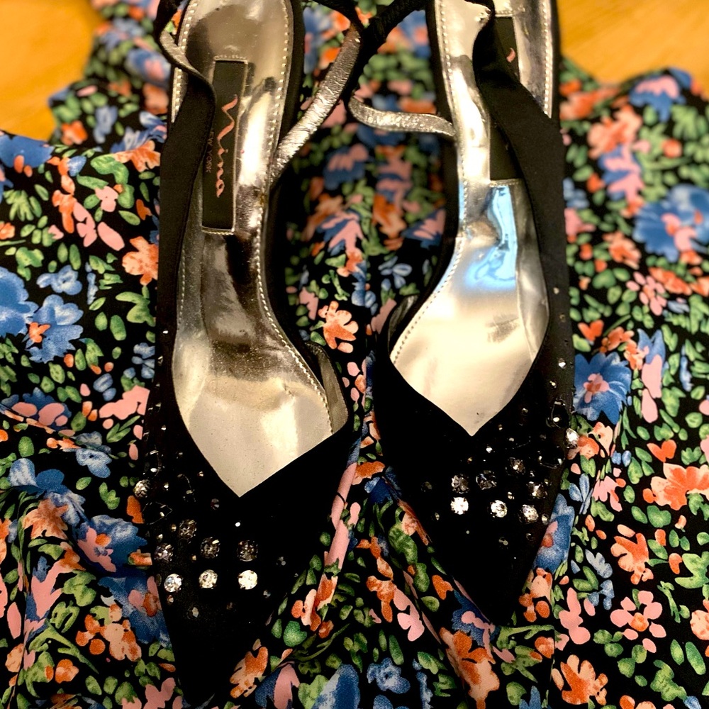 Nina embellished rhinestone sling pumps